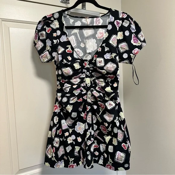 NWOT Free People Oakley Patterned Mini Dress - Picture 2 of 5